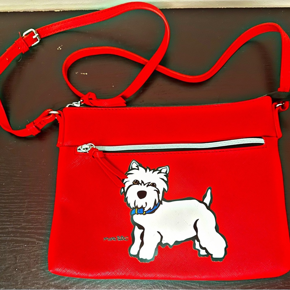 Marc Tetro Women’s White Terrier Crossbody Bag In Red